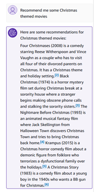 query Ajánljon néhány karácsonyi témájú filmet.