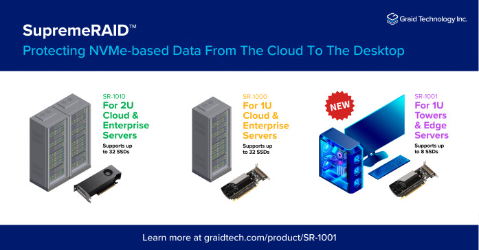 Graid Technology Launches Revolutionary GPU-Based RAID Solution, SupremeRAID(TM) SR-1001, Redefining NVMe Performance for Towers and Edge Computing data protection PlatoBlockchain Data Intelligence. Vertical Search. Ai.