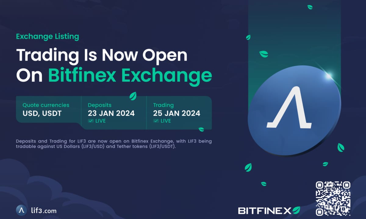 Lif3 Accelerates DeFi Adoption and Innovation with BitFinex Listing catalyse PlatoBlockchain Data Intelligence. Vertical Search. Ai.