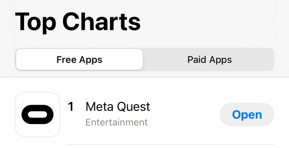 Meta Quest کرسمس کے دن #1 مفت آئی فون ایپ تھی۔