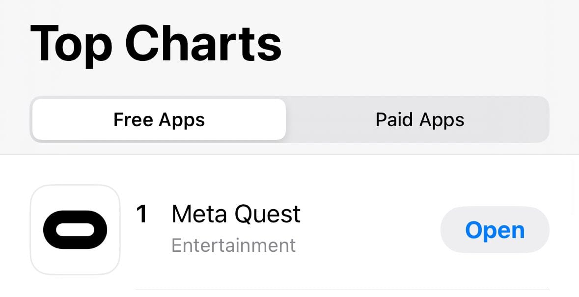 Meta Quest was op eerste kerstdag de nummer 1 gratis iPhone-app PlatoBlockchain Data Intelligence. Verticaal zoeken. Ai.