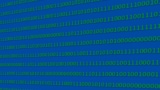 Imagem de uma longa sequência de 1 e 0 que aparecem aleatoriamente em um fundo azul