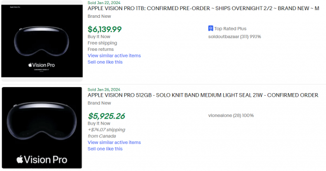 การสั่งซื้อล่วงหน้า Scalped Vision Pro ขายได้ในราคา 6,000 ดอลลาร์