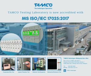 TAMCO Switchgear Testing Laboratory on saanut ISO 17025 -sertifikaatin