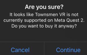 Townsmen VR treffer Quest 3, men eldre hodesett støttes ikke