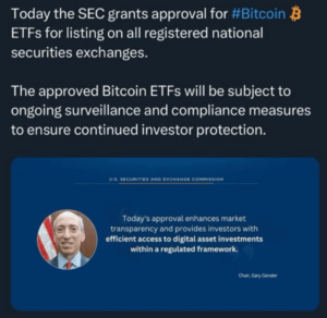 SEC dos EUA aprova ETFs Bitcoin Spot, gerando entusiasmo e especulação de mercado
