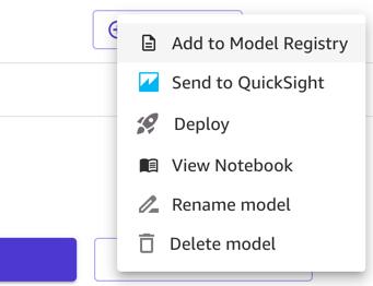 Gambar yang memperlihatkan tombol untuk berbagi model dari Amazon Sgemaker ke Model Registry.