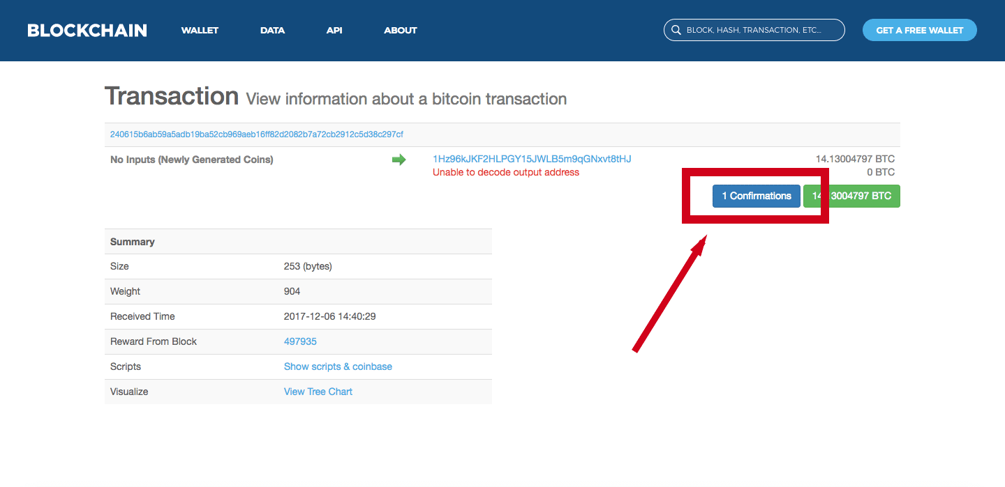 Transakcijska stran Blockchain.info