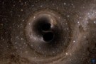 Gambar simulasi dua lubang hitam bertabrakan