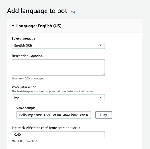 Accelerați-vă designul robotului Genesys Cloud Amazon Lex cu designerul de chatbot automat Amazon Lex | Amazon Web Services PlatoBlockchain Data Intelligence. Căutare verticală. Ai.