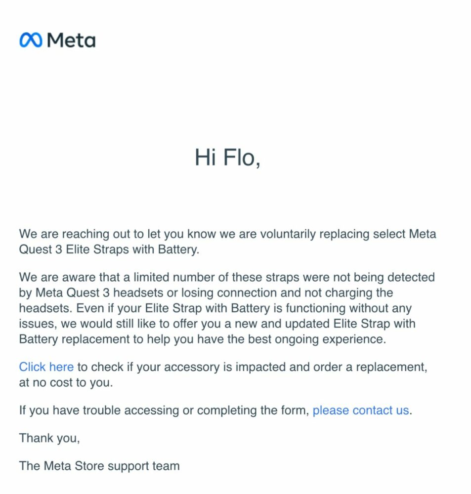 Meta aiheuttaa Early Quest 3 Elite -akkuhihnan vapaaehtoisen takaisinkutsumisen latausvian vuoksi