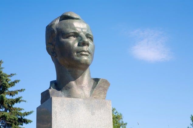 Stone bust of Yuri Gagarin in Moscow