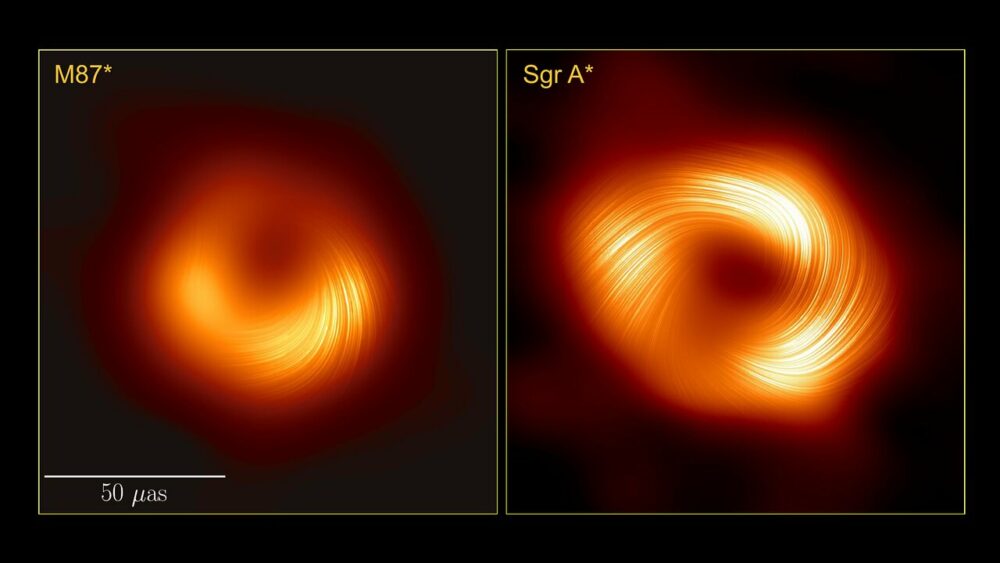 Acum putem vedea vâltoarea magnetică din jurul găurii negre supermasive a galaxiei noastre