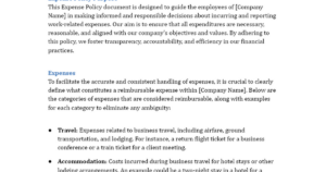 Sample Employee Business Expense Policy Template