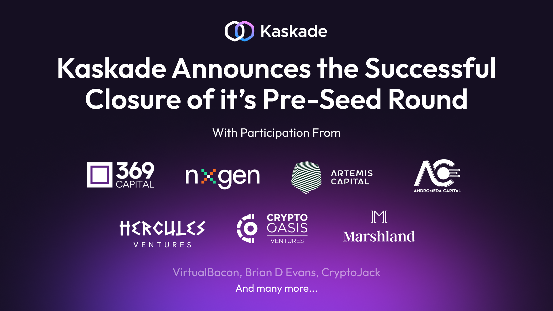 Kaskade Finance Closes Successful Pre-Seed Round access PlatoBlockchain Data Intelligence. Vertical Search. Ai.