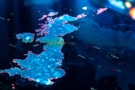 خريطة المملكة المتحدة على شاشة رقمية منقطة