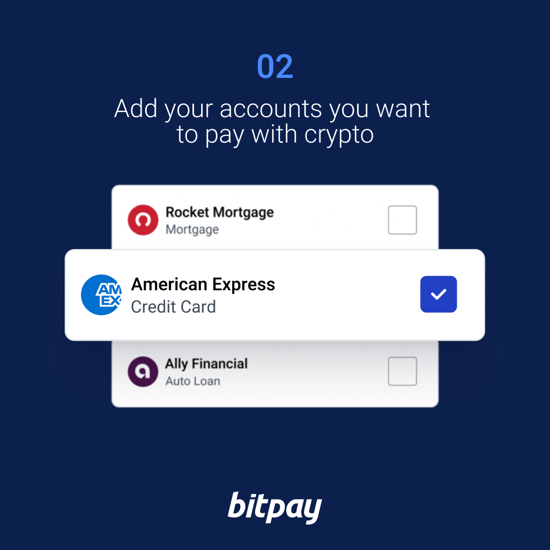 BitPay Bill Pay Trinn 2: Legg til kontoene du vil betale med krypto