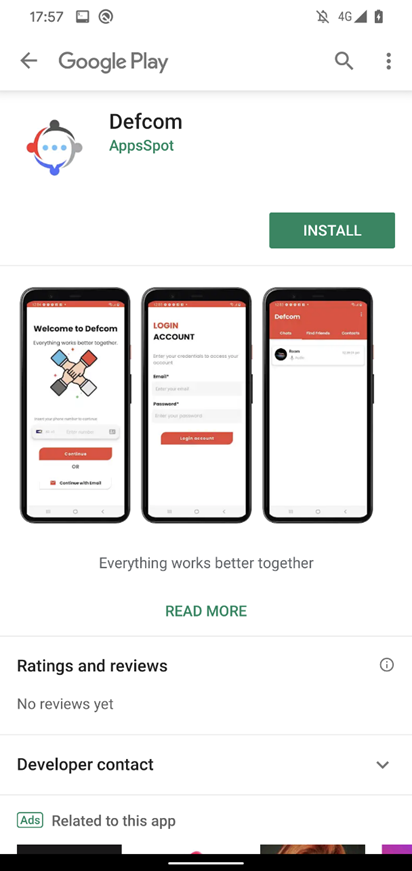 Abbildung 7. Defcom-Messaging-App bei Google Play