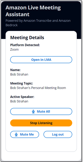Live Meeting Assistant with Amazon Transcribe, Amazon Bedrock, and Knowledge Bases for Amazon Bedrock | Amazon Web Services Speaker PlatoBlockchain Data Intelligence. Vertical Search. Ai.