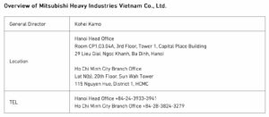 MHI perustaa paikallisen tytäryhtiön "Mitsubishi Heavy Industries Vietnam"