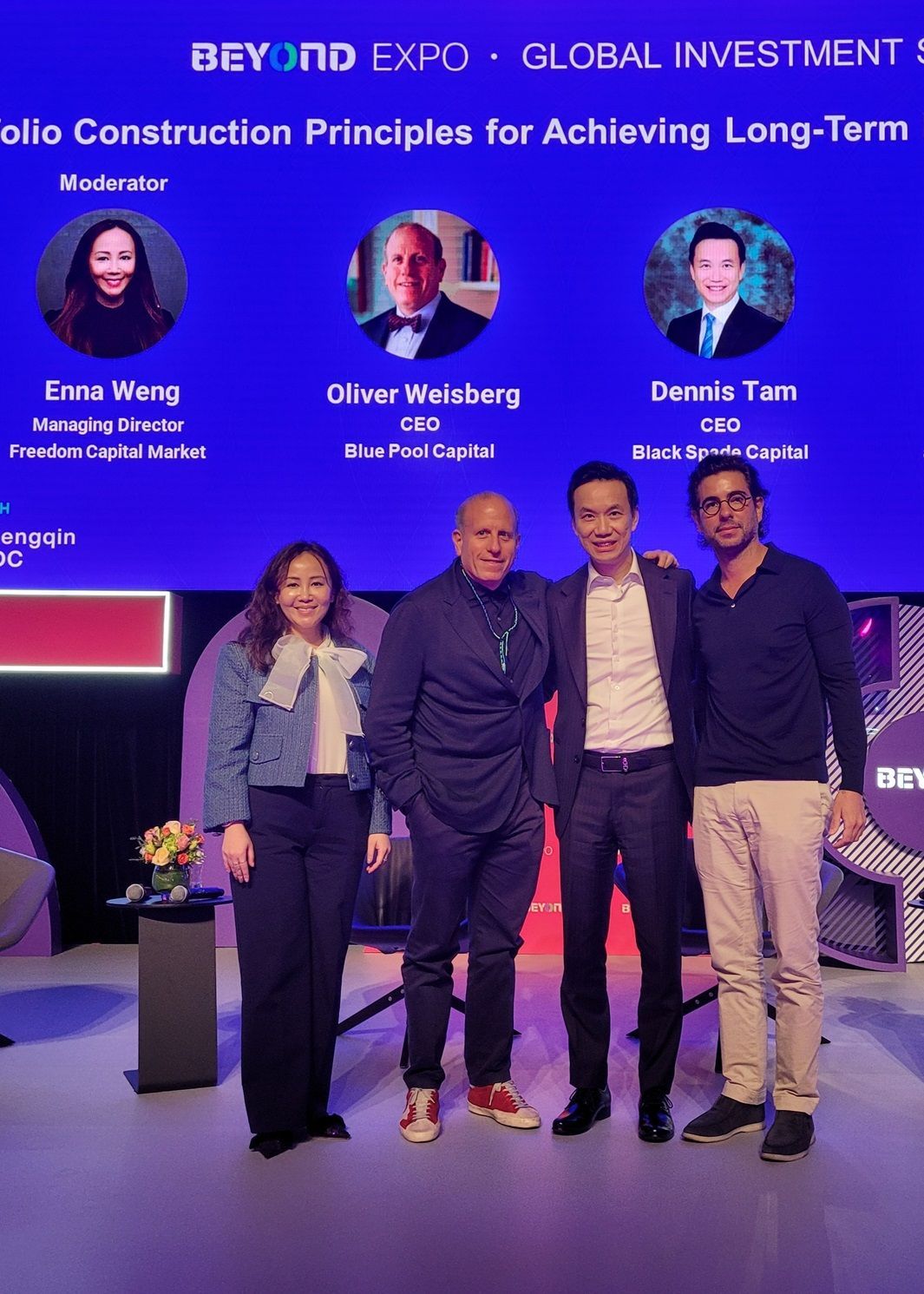 (From left) Ms. Enna Weng, Managing Director of Freedom Capital Markets, Mr. Oliver Weisberg, Chief Executive Officer of Blue Pool Capital, Mr. Dennis Tam, President and CEO of Black Spade and Mr. Mario Moraes of Votorantim Group