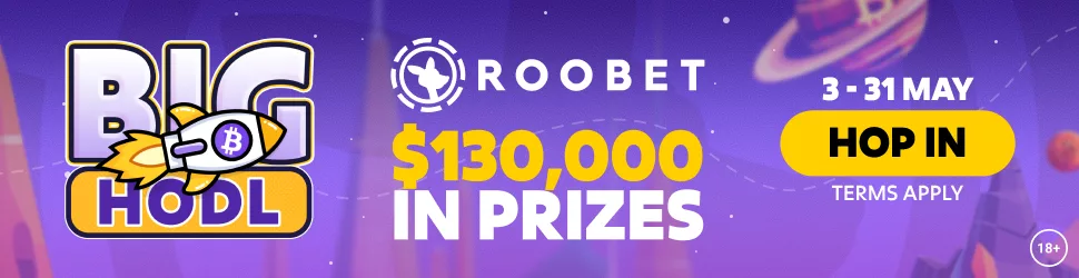 Banner for Roobet's The Big BTC HODL promotions