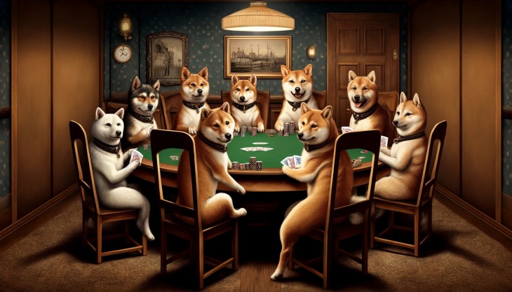 dogs playing cards