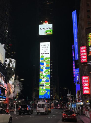 Apu Apustaja Memecoin Launches High-Visibility Billboard Campaign in New York City PlatoBlockchain Data Intelligence. Vertical Search. Ai.
