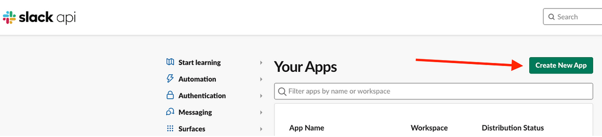 Create new Slack application