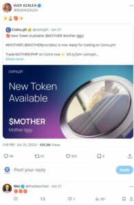 Iggy Azalea shows love for Coins.ph’s $MOTHER listing | BitPinas