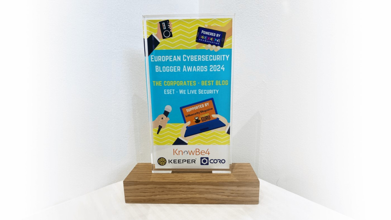 WeLiveSecurity wins Best Cybersecurity Vendor Blog award!